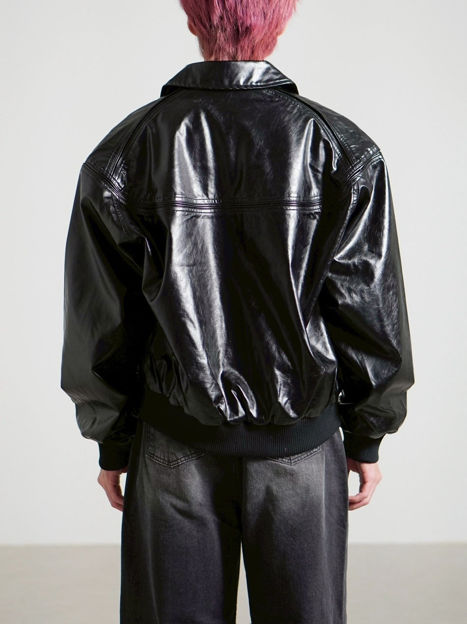 受注制【Chikashitsu +】round stitch non-leather jacket / 【チカシツプラス】ラウンドステッチノンレザージャケット (2color)