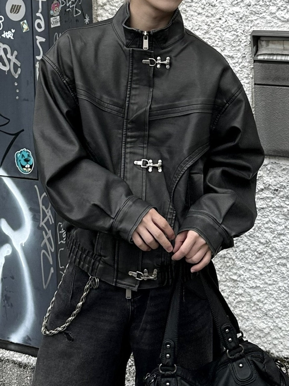 大阪店WEB限定受注制【Chikashitsu +】overfit fireman leather jacket / 【チカシツプラス】オーバーフィットファイアマンレザージャケット (2color)