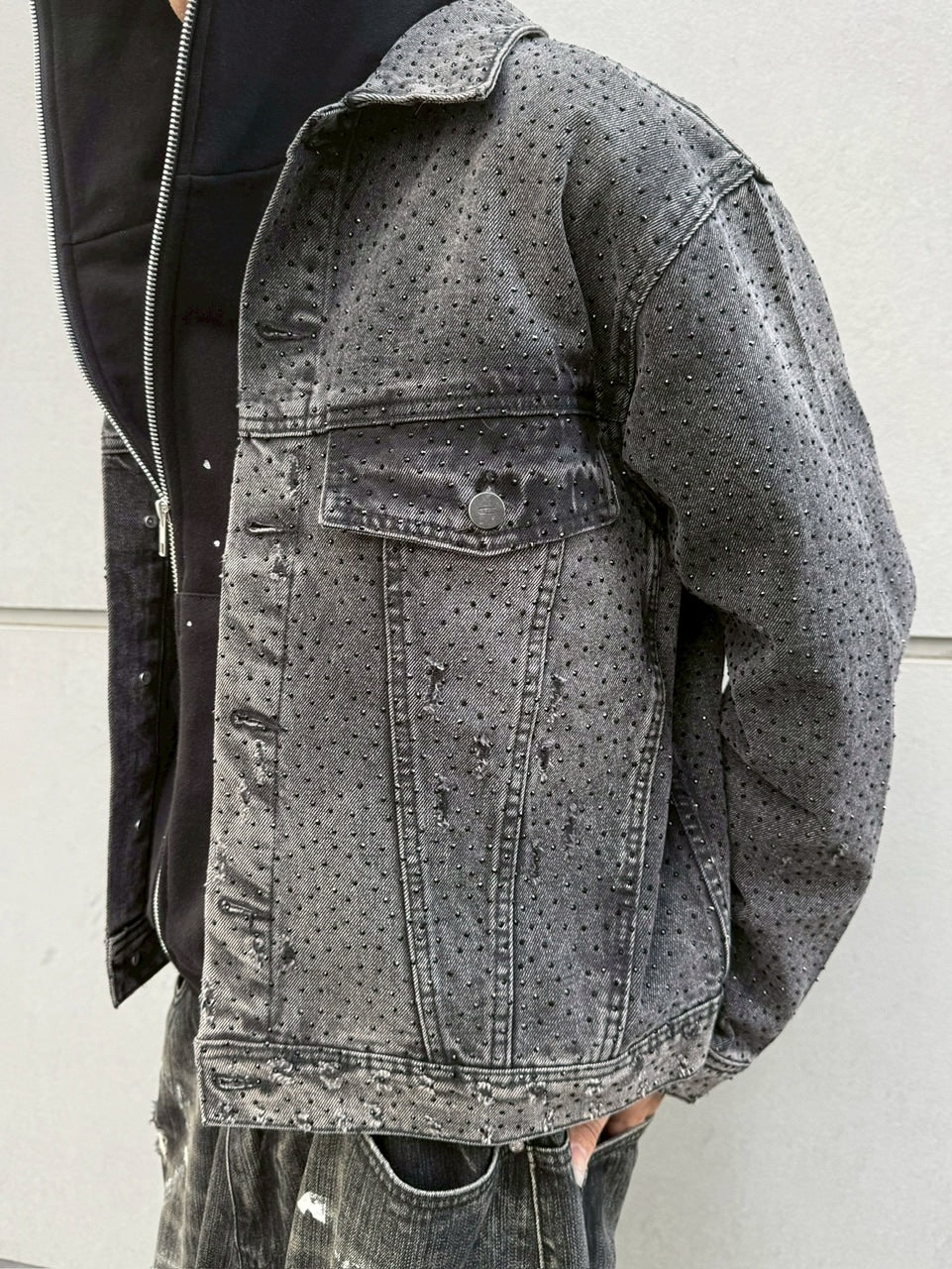 Never mind the XU】rhinestone denim jacket / 【ネバーマインドザ