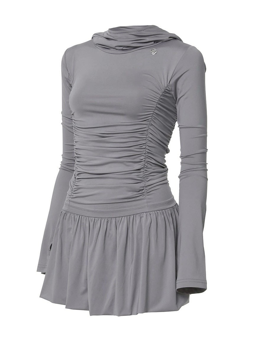 【FLAREUP】Hooded High Neck Long Dress / 【フレアアップ】フードハイネックロングドレス