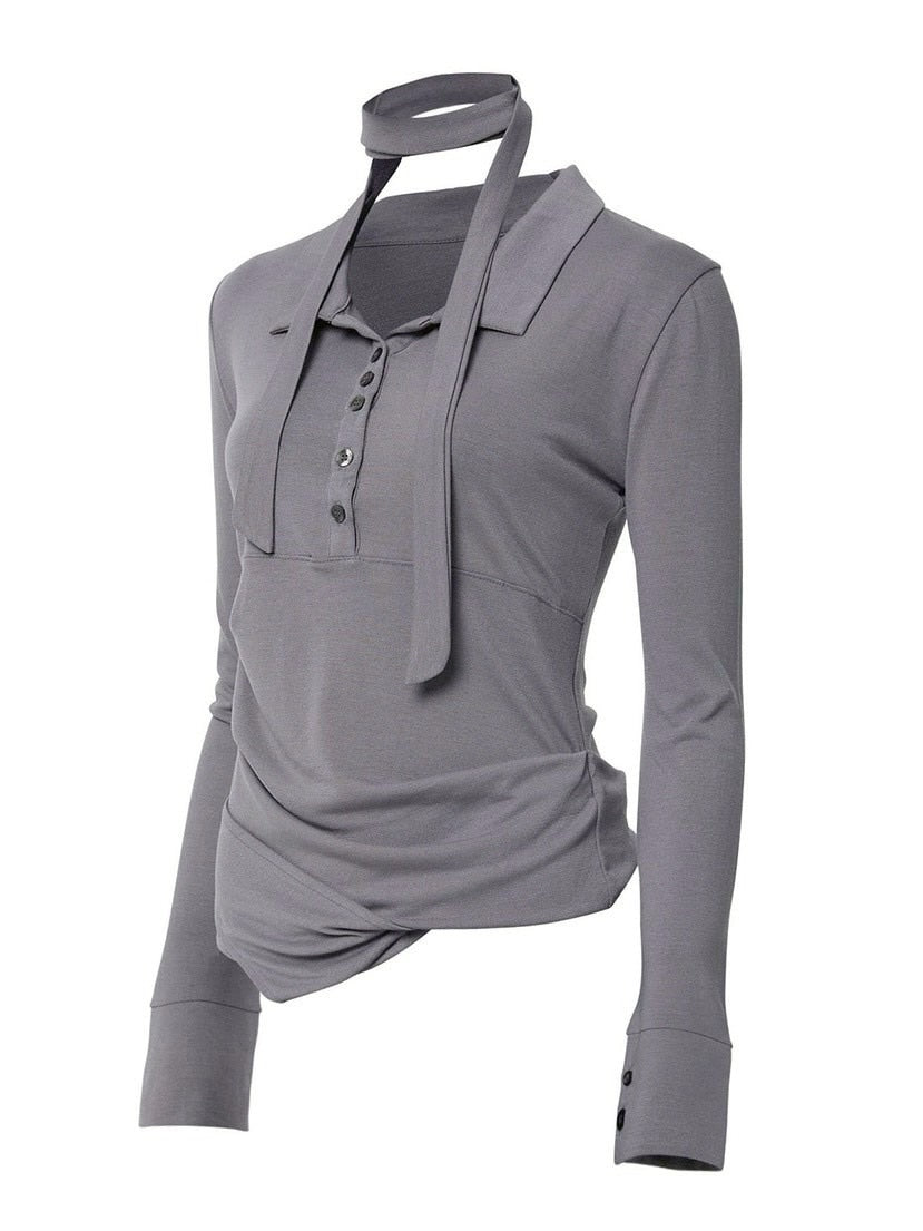 【FLAREUP】Asymmetrical Draped Shirt / 【フレアアップ】アシンメトリードレープシャツ