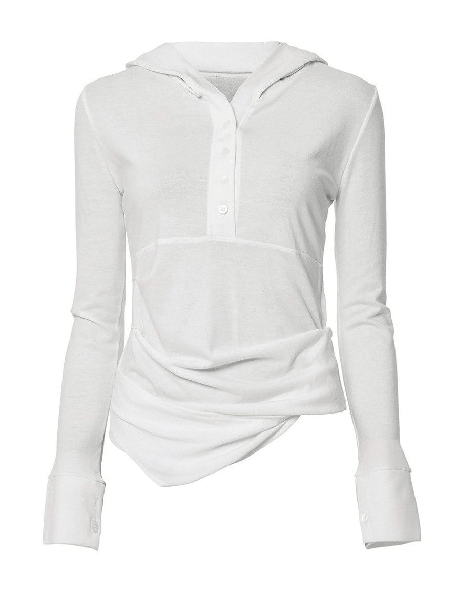 【FLAREUP】Asymmetrical Draped Hoodie / 【フレアアップ】アシンメトリードレープフードロングTシャツ