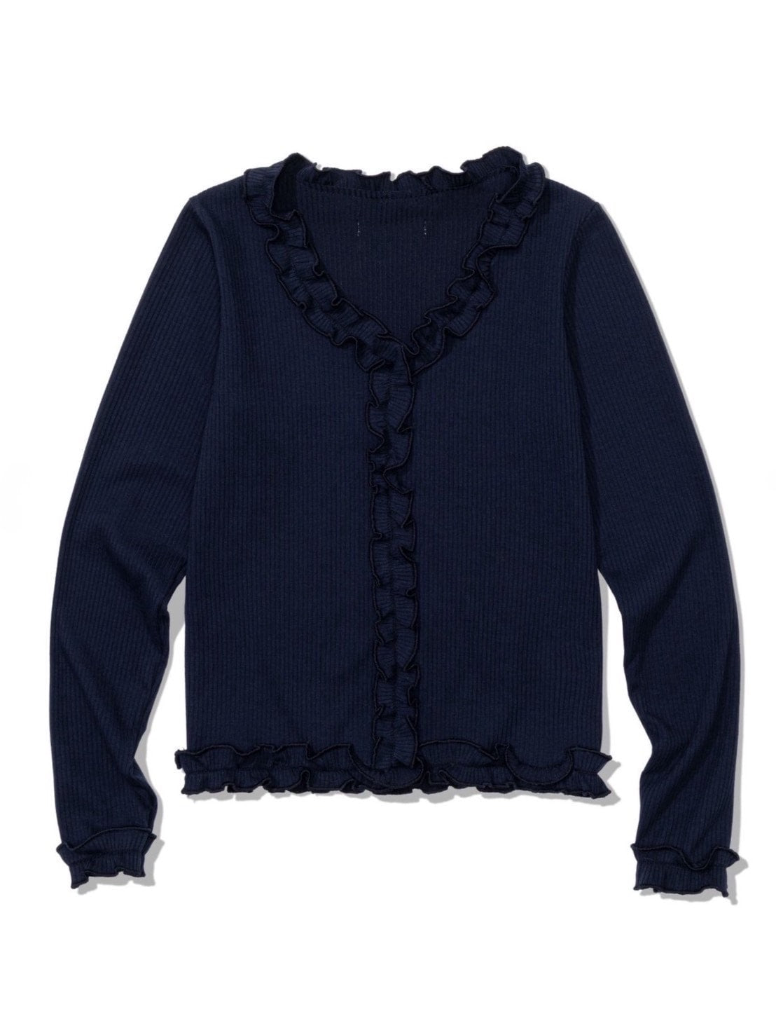 12/21 20:00 再販【Uglyshadow】RUFFLE RIBBED T-SHIRT