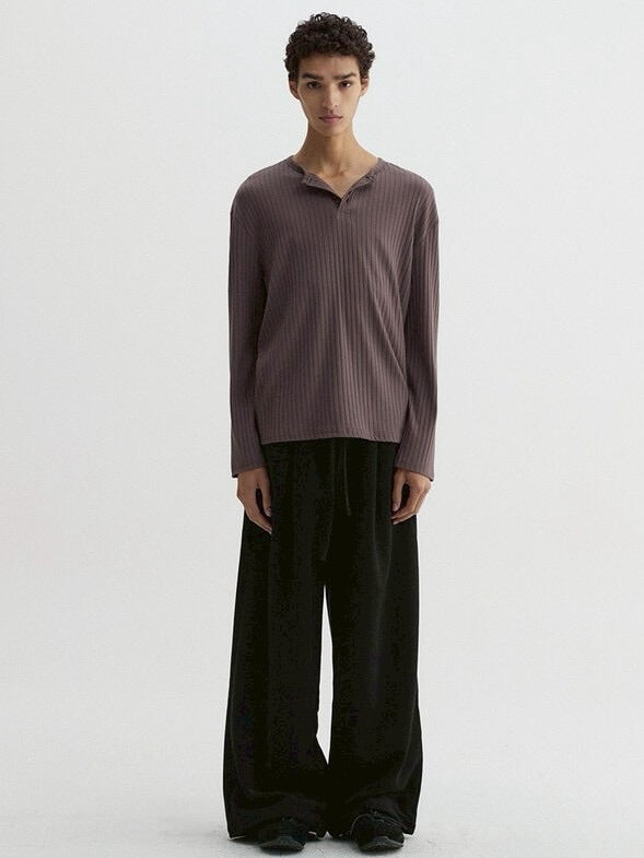 【DNSR】Ribbed Henley Long Sleeve