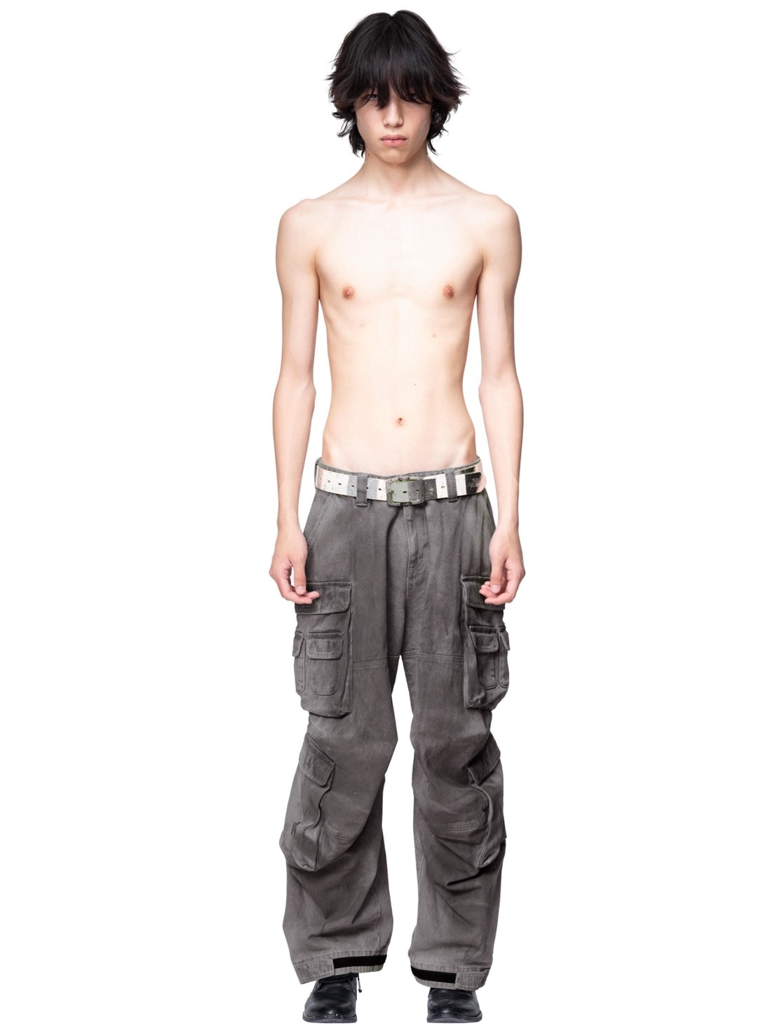 【The Boy Has No Patience】Adjustable Multi-Pocket Wiping Overalls / 【ザボーイハズノーペーシェンス】マルチポケットデニムパンツ