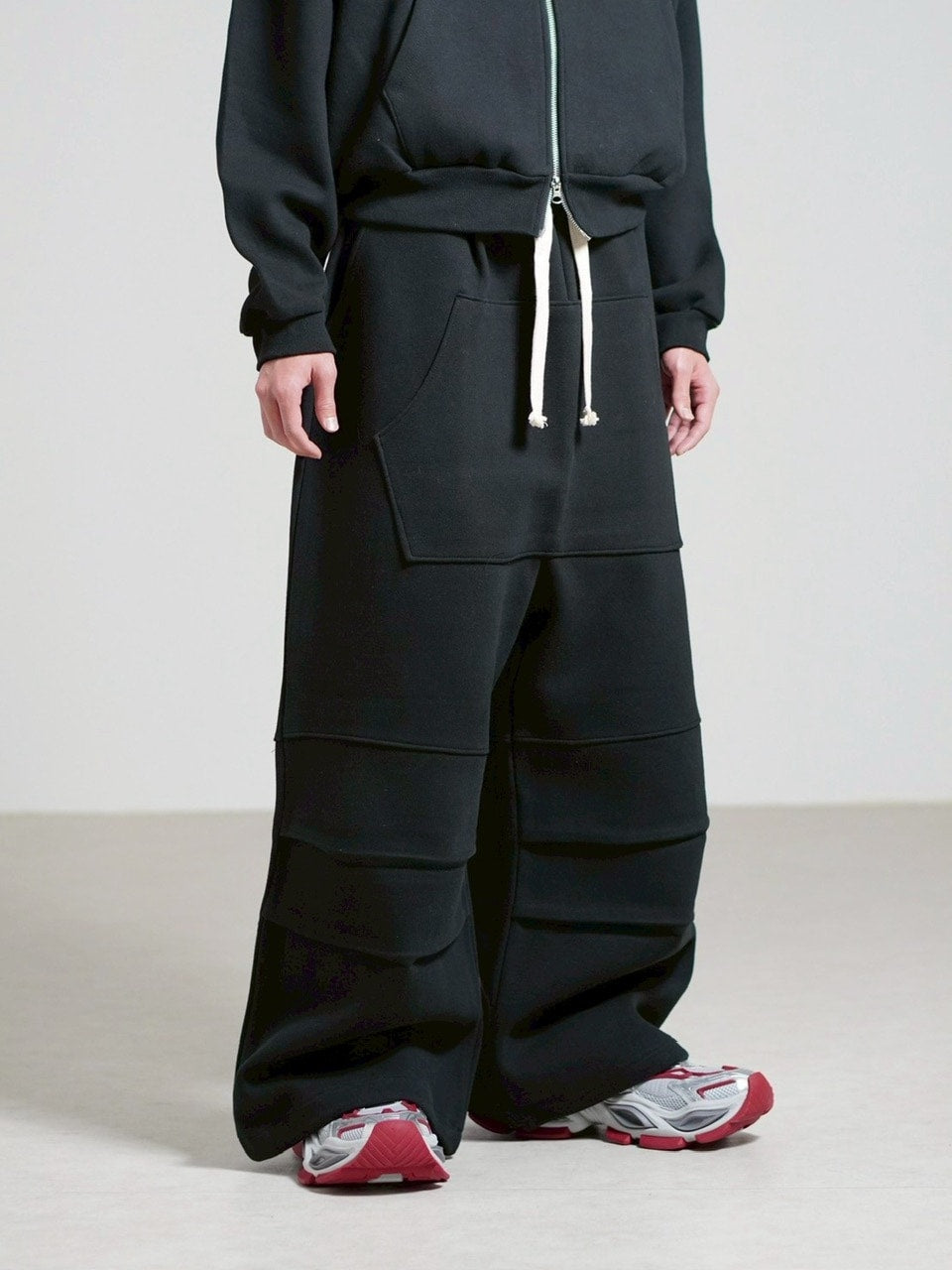 受注制【Chikashitsu +】heavy weight cotton design sweat pants / 【チカシツプラス】ヘビーウェイトコットンデザインスウェットパンツ (3color)