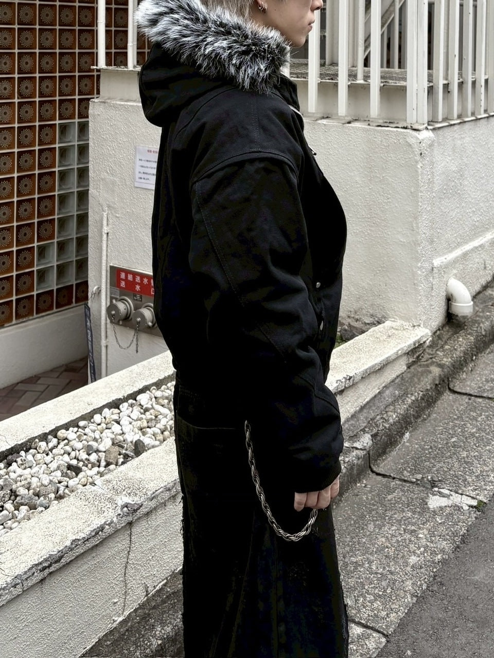 【youll】cropped fur hooded blouson