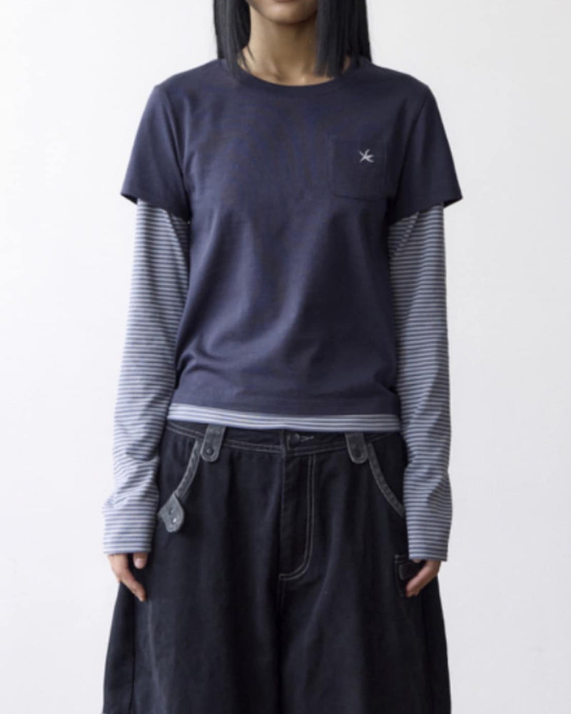 【THECOLDESTMOMENT】TCM stripe layered long sleeve