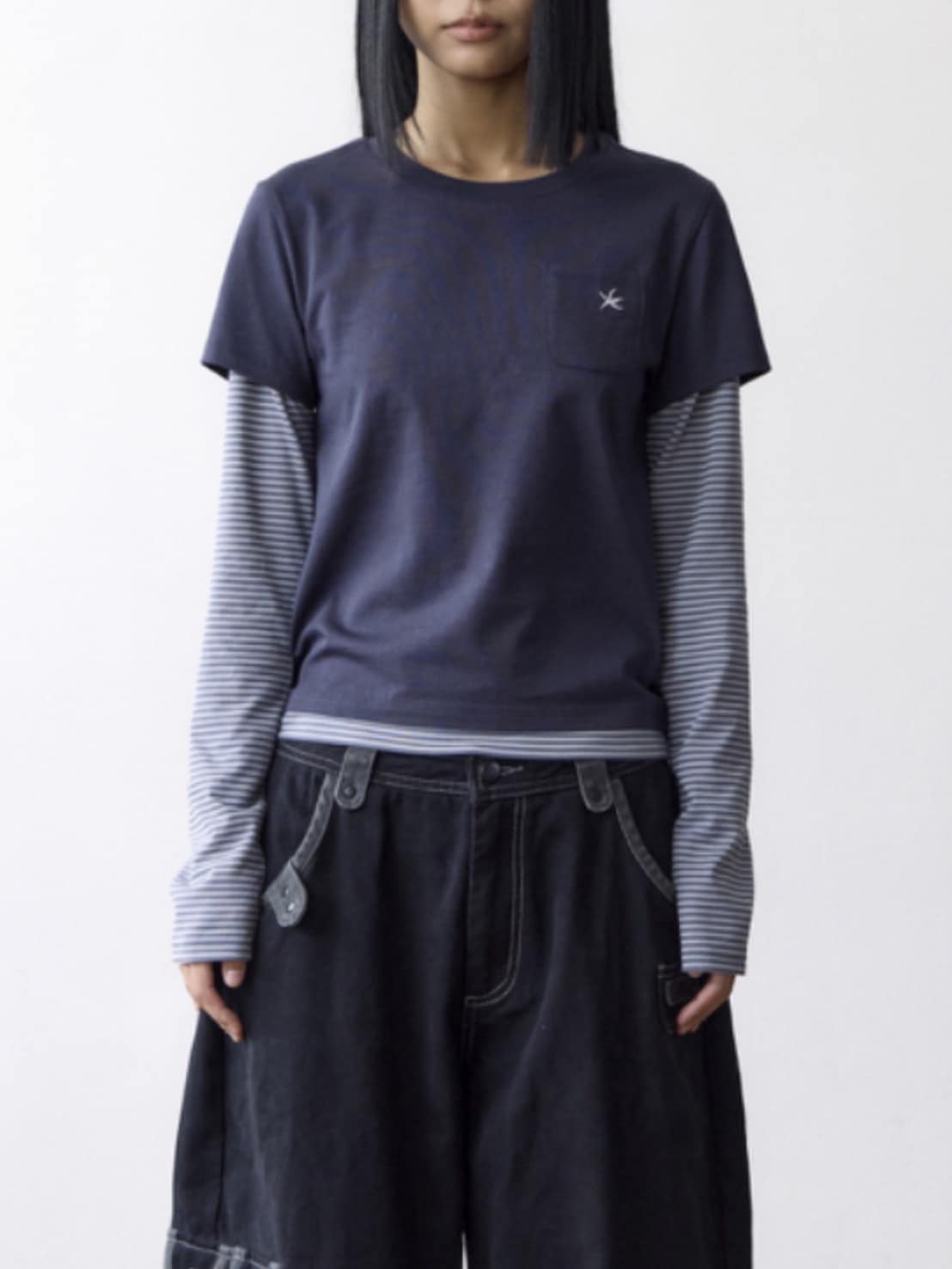 【THECOLDESTMOMENT】TCM stripe layered long sleeve