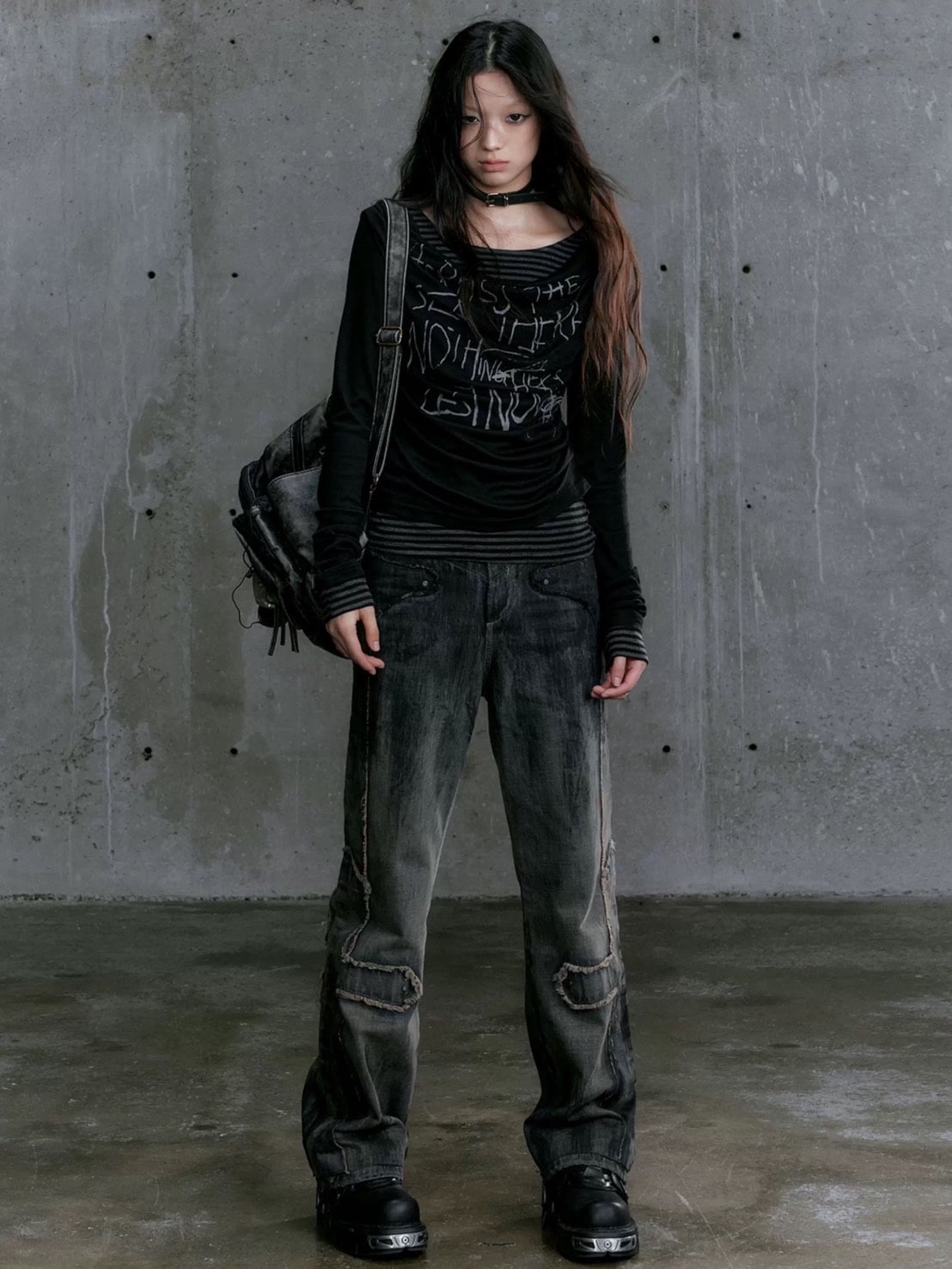 【Cest Nous】Border Patchwork T-Shirt