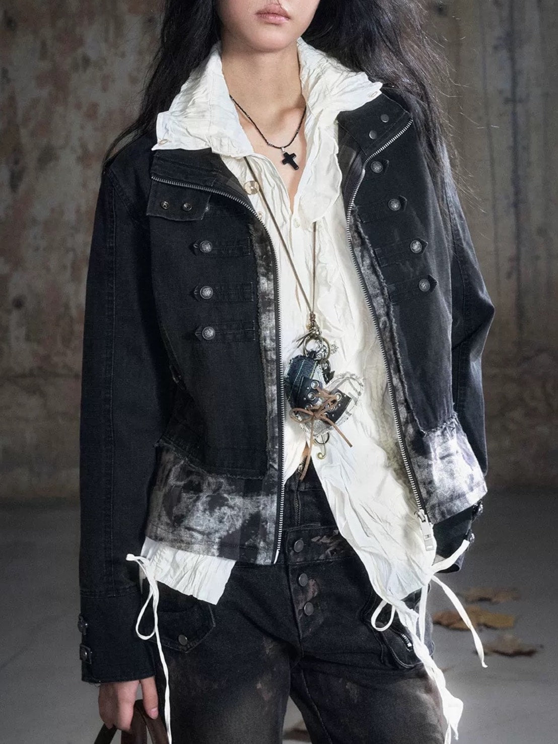 【Cest Nous】Baroque Jacket / 【セヌー】ハイネックバロックジップアップデニムジャケット