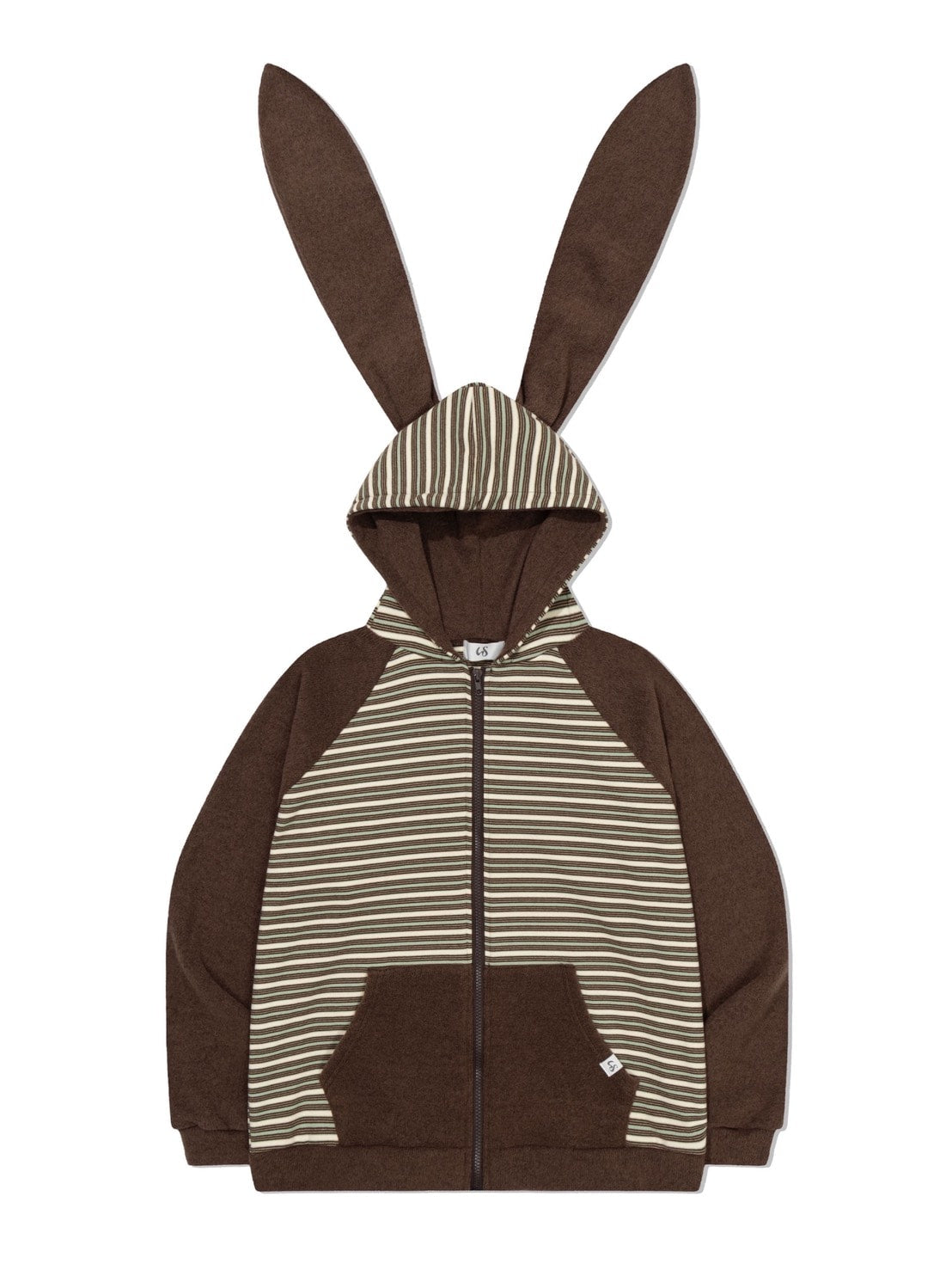 12/21 20:00 発売【Uglyshadow】RABBIT EAR HOOD STRIPE ZIP-UP