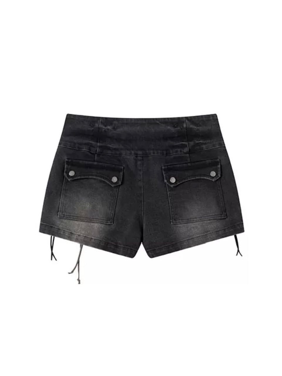 【Cest Nous】Bloom-style denim shorts / 【セヌー】レースアップリベットショートデニムパンツ