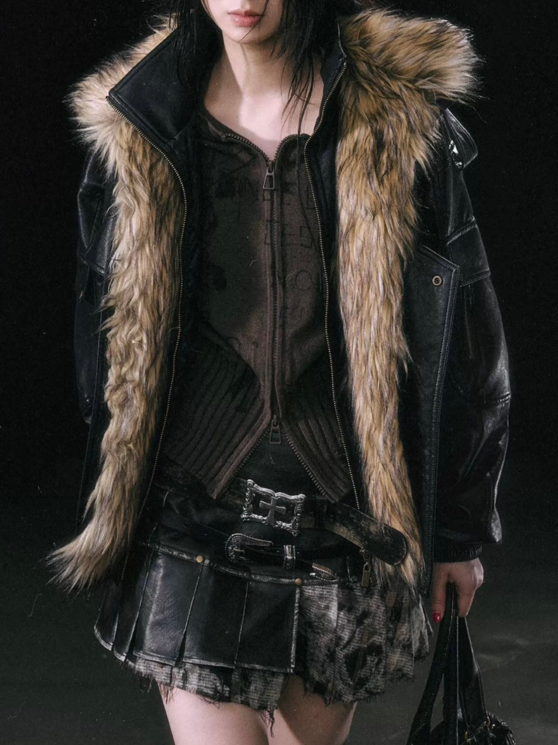 【Cest Nous】Oversize Fur collar Jacket / 【セヌー】オーバーサイズファーカラーコーティングジャケット