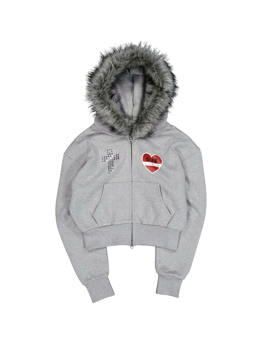SETUP‐EXE】FUR TRIMMING HOODED ZIP-UP / 【セットアップエグゼ