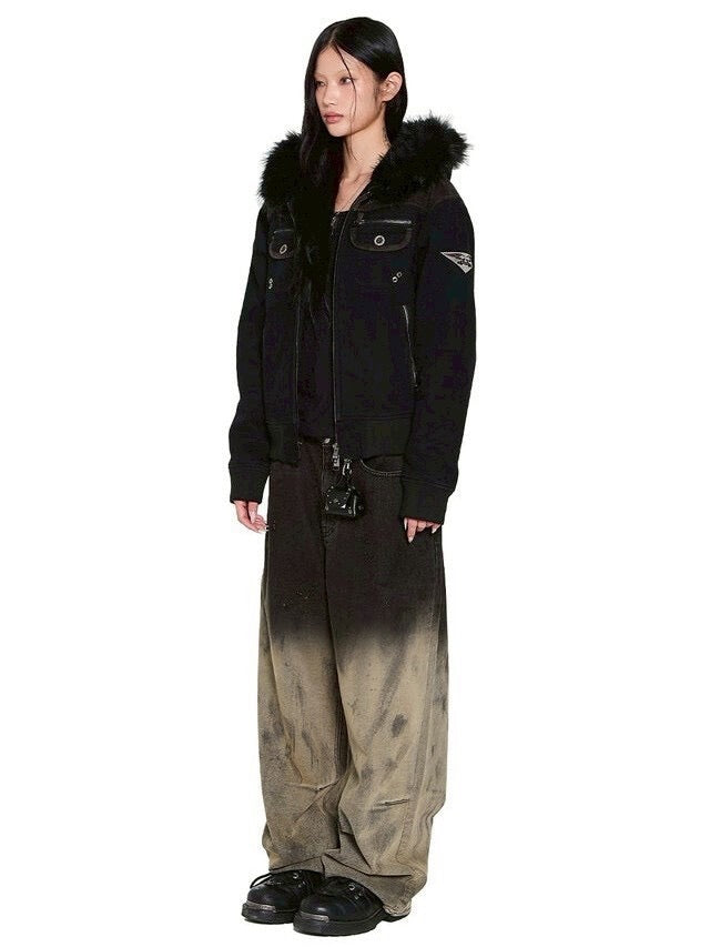 【AAKAM】Fur Camo Contrast Jacket