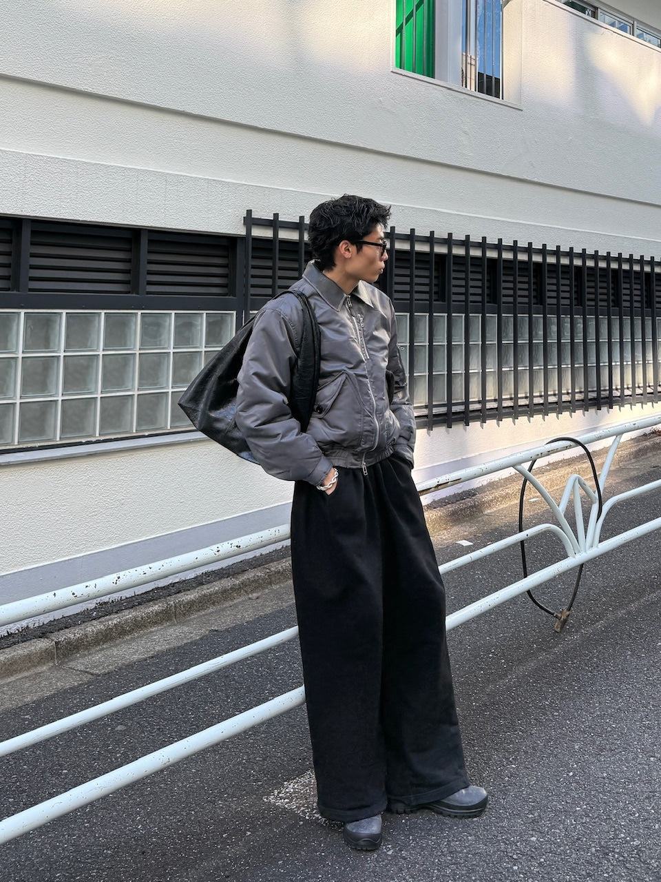 東京店WEB限定【Chikashitsu +】leather collar bomber jacket / 【チカシツプラス】レザーカラーボンバージャケット (2color)