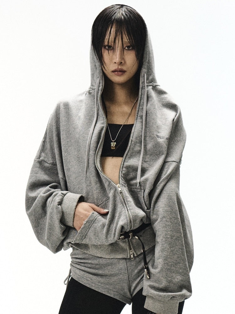 【BLACK PURPLE】Shadow Loop Zip-Up Hoodie