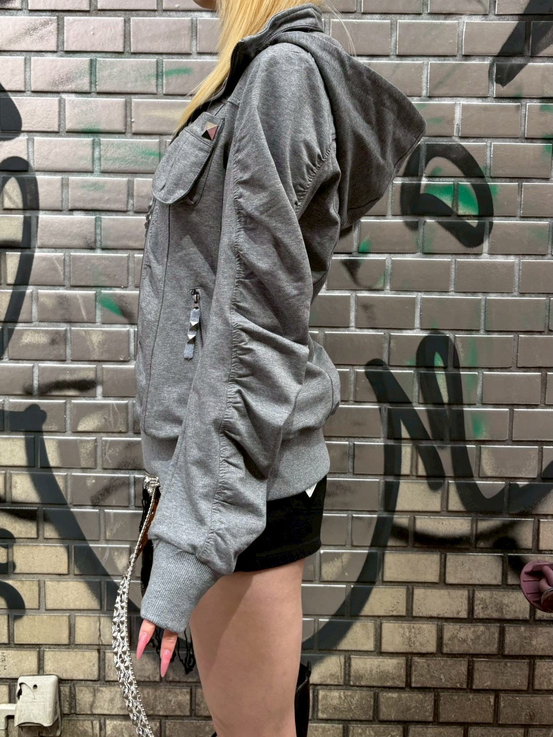 国際配送【BABY09】 Riot Shirring Zip Hoodie