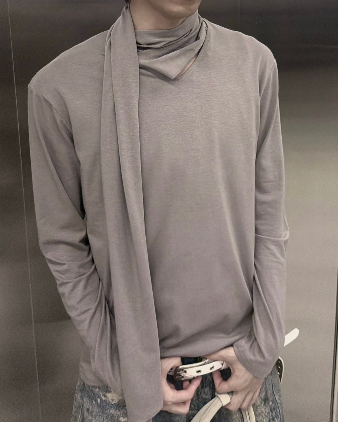 受注制【nmtc+】Draped Scarf Neck Top (2color)