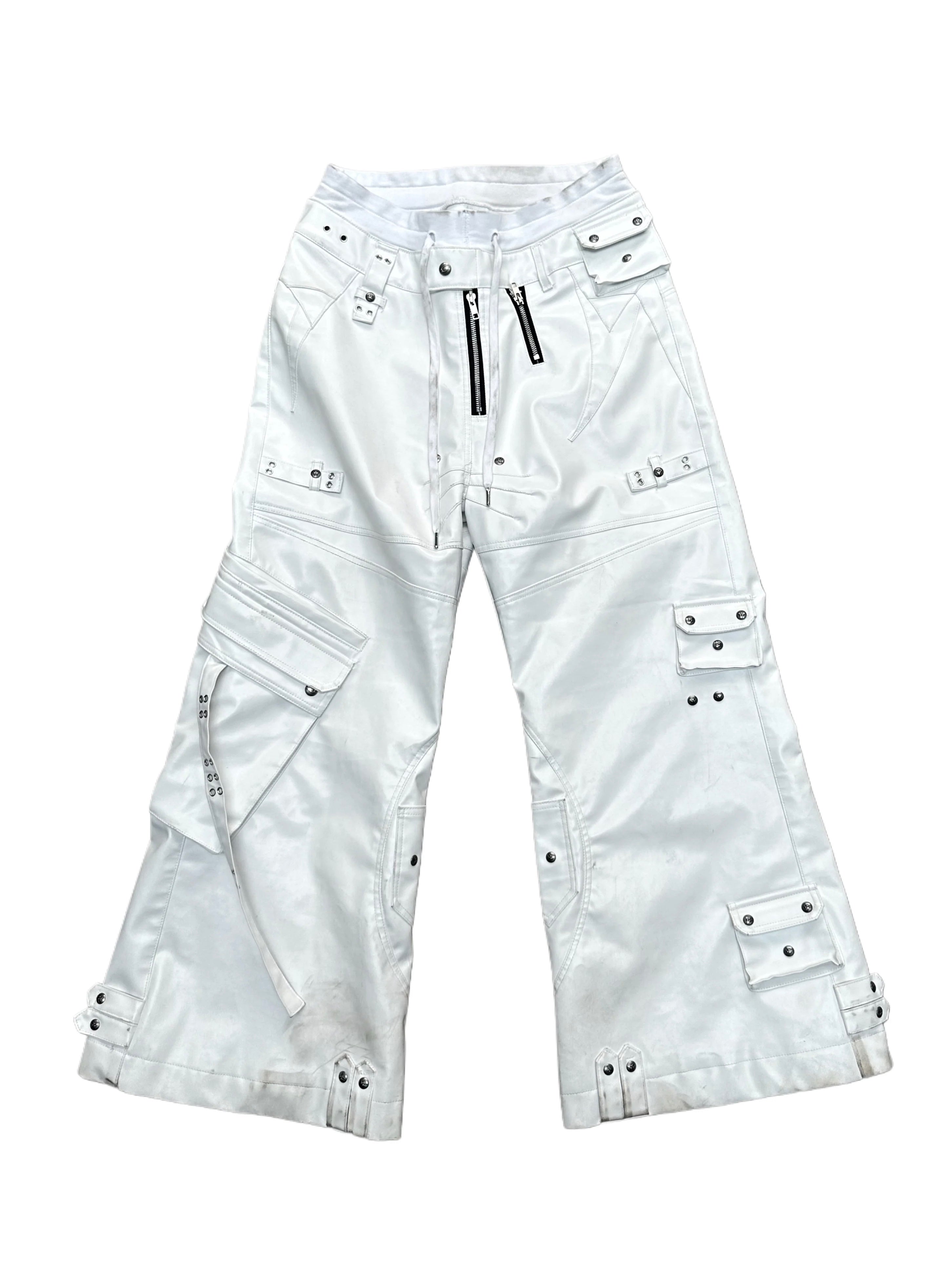 【Cozy world Wide】WHITE GHIDORAH LEATHER CARGO PANTS