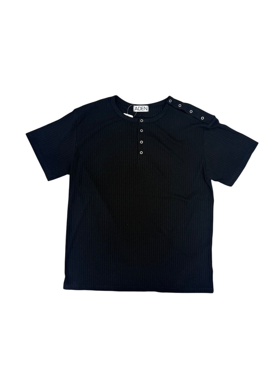 7/4 20:00発売 受注制【nmtc+】Shoulder Henley Eyelet Tee (3color)