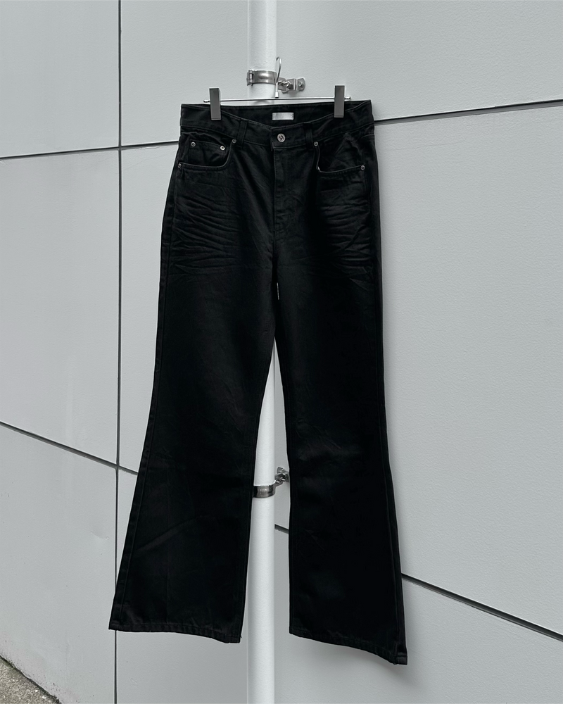 大阪店WEB限定受注制【Chikashitsu +】wrinkled flare denim pants