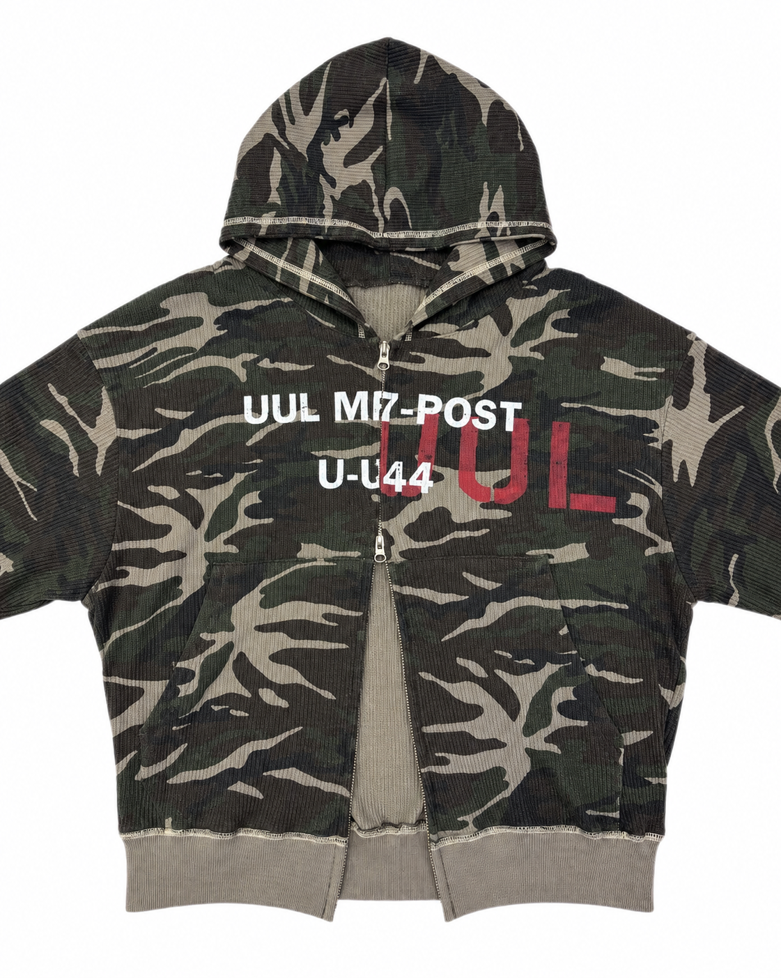 受注制【Never mind the XU】MILITARY CAMO THERMAL ZIP HOODIE (2color)
