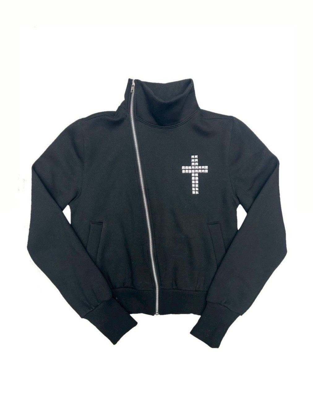 3/1 20:00発売 受注制【nmtc +】cross design diagonal zip up sweat / 【エヌエムティーシープラス】クロスデザインダイアゴナルジップアップスウェット (2color)