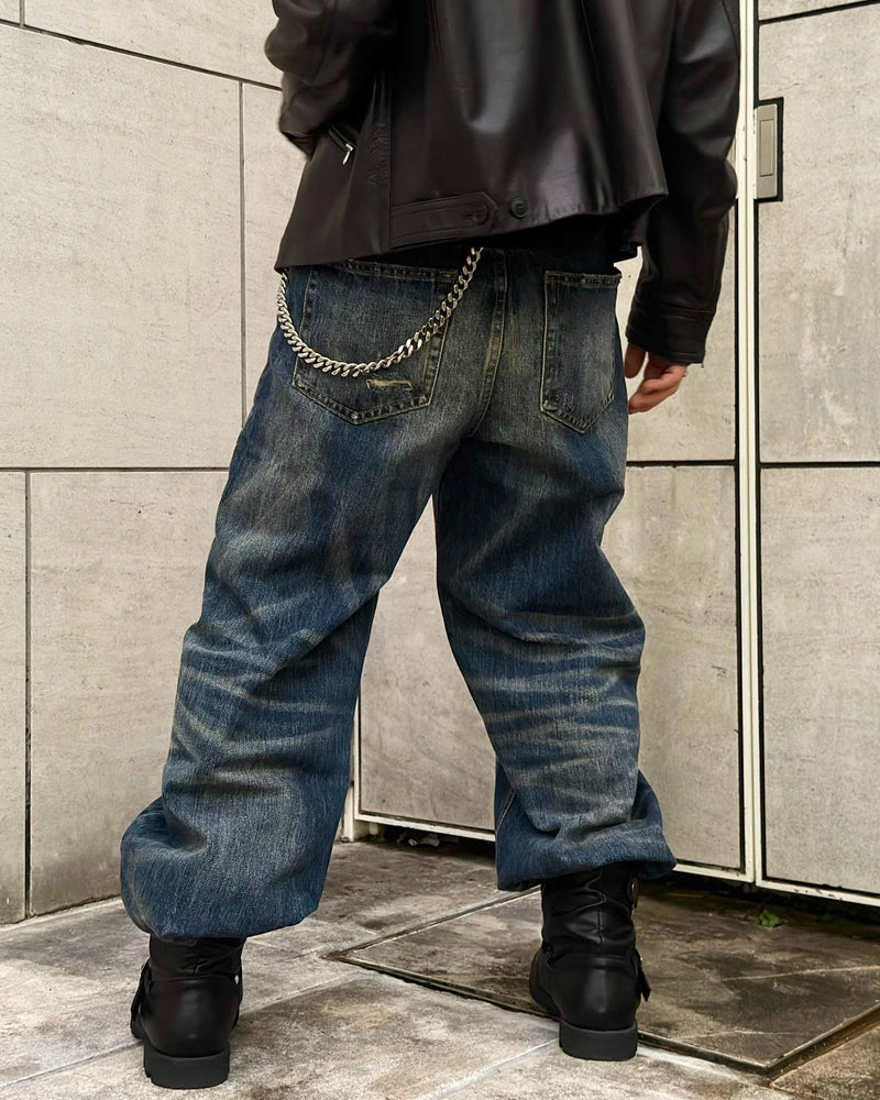 国際配送【RENOL】heavyweight washed denim pants