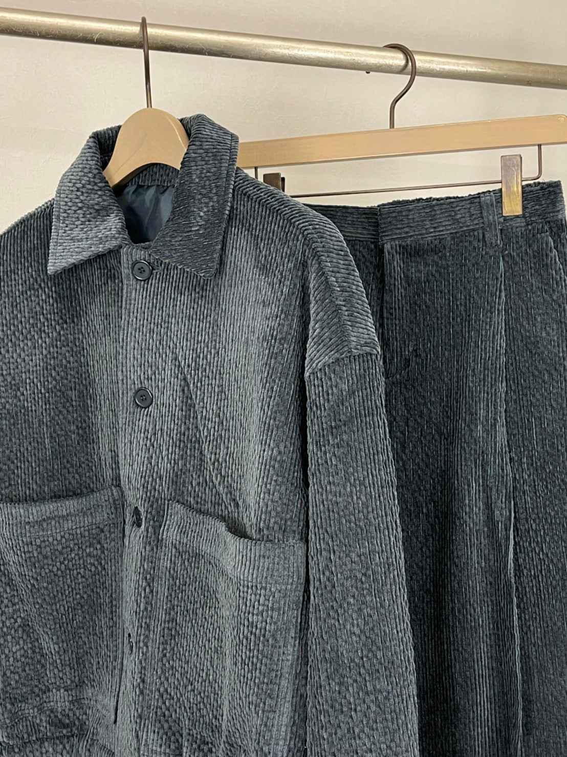 受注制【Chikashitsu +】set up high waist corduroy pants (3color)