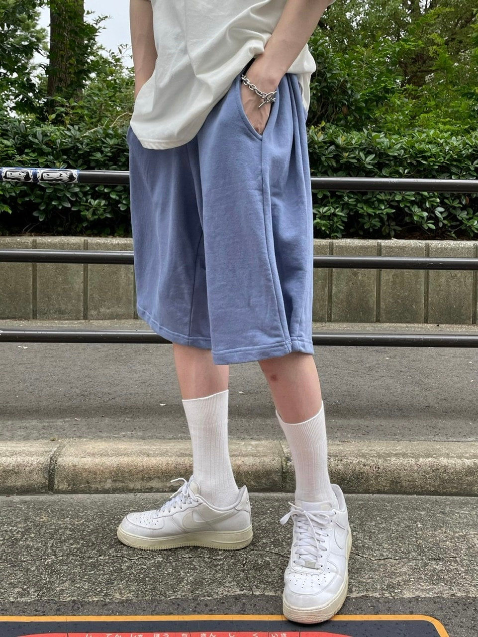 受注制【Chikashitsu +】side button sweat shorts (3color)
