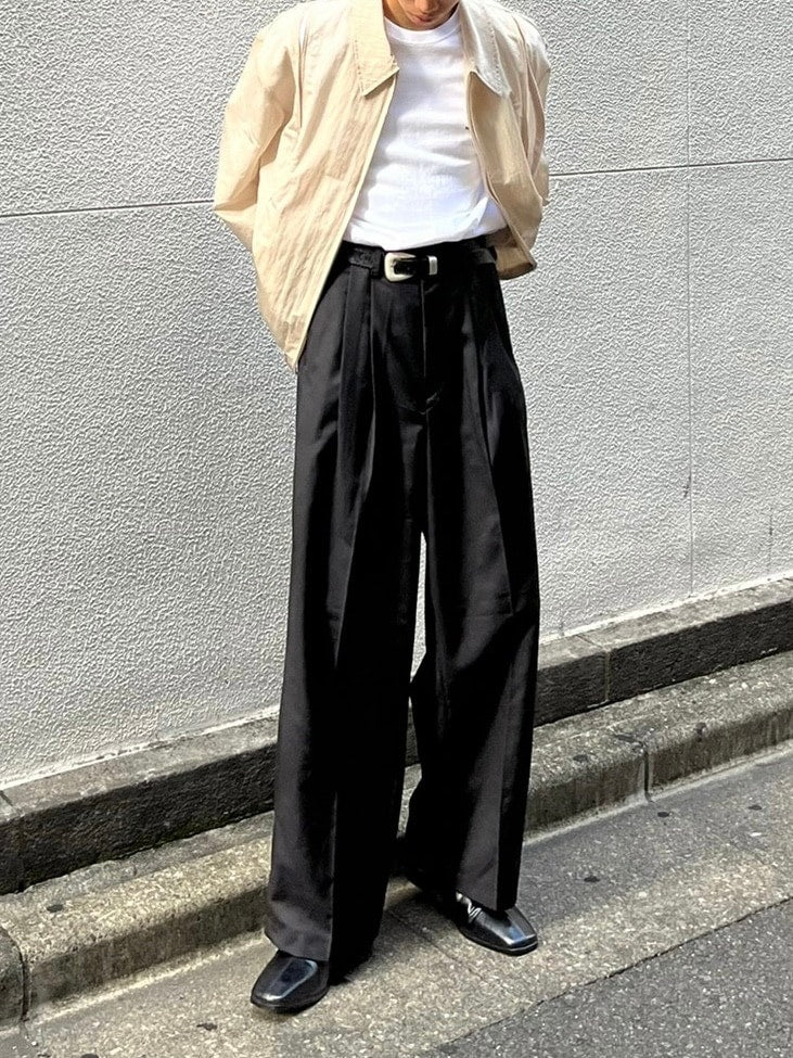 受注制【Chikashitsu +】wide tuck slacks (3color)