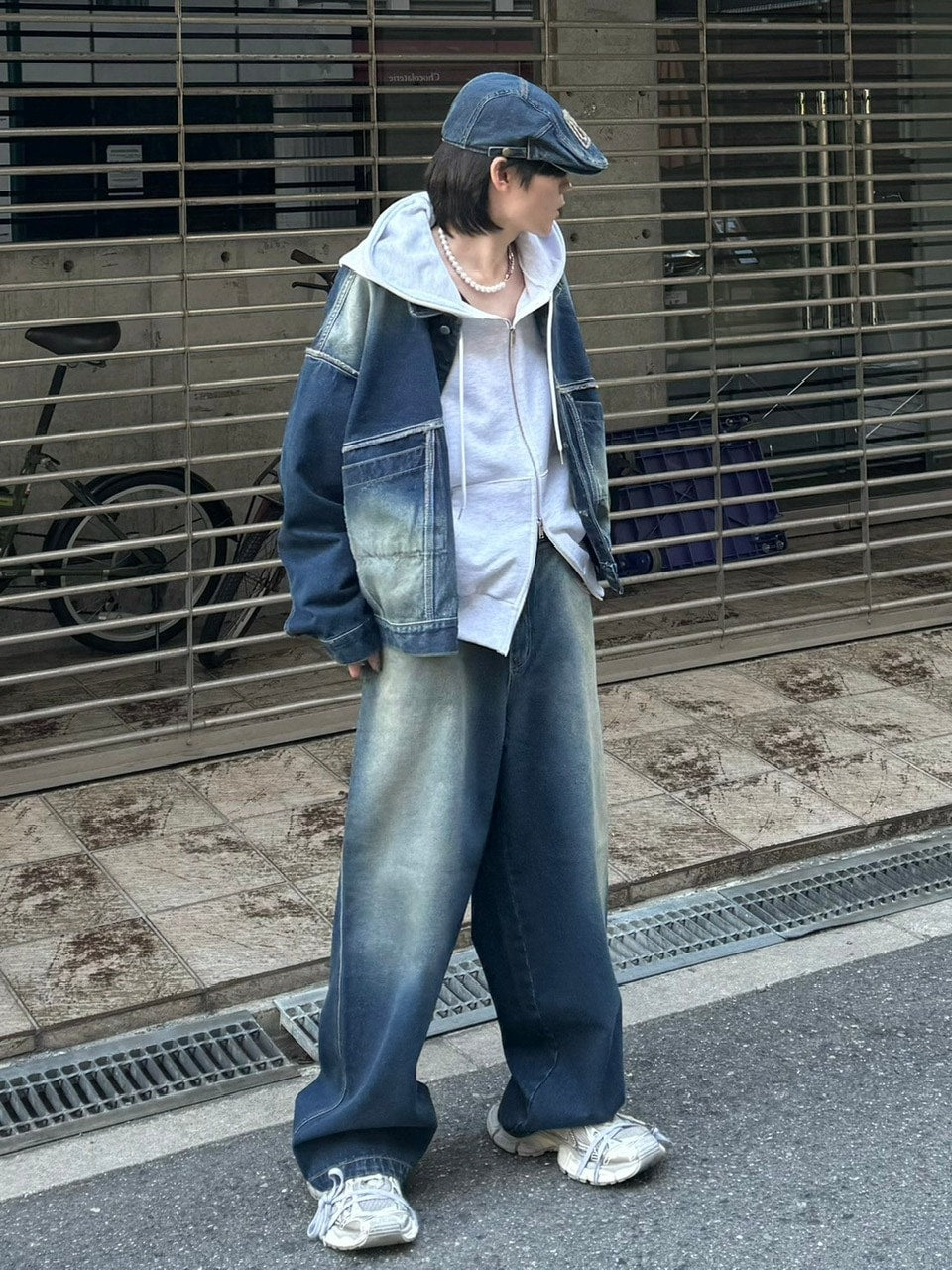 受注制【Chikashitsu +】vintage wash denim jacket (2color)