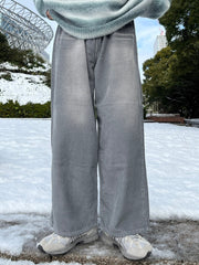 受注制【Chikashitsu +】vintage wash wide corduroy pants (2color)