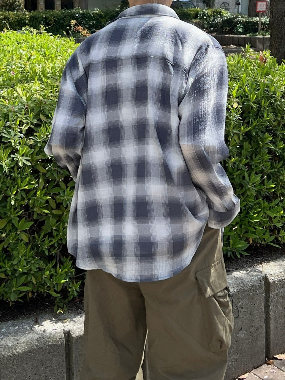 大阪店WEB限定受注制【Chikashitsu +】over fit shadow check shirt (3color)