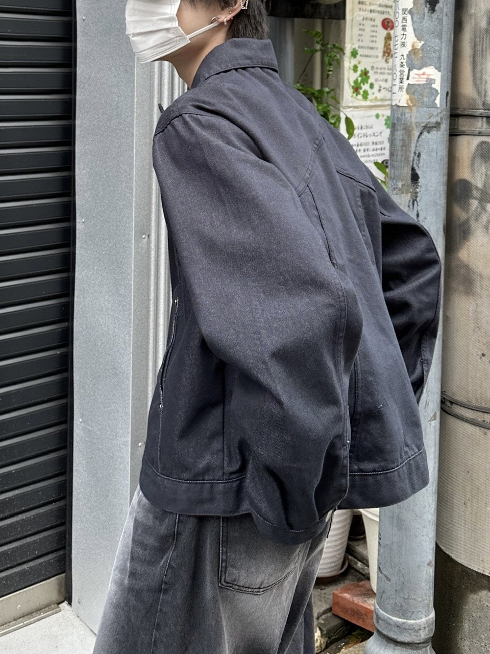 受注制【Chikashitsu +】set up design denim short jacket (2color)