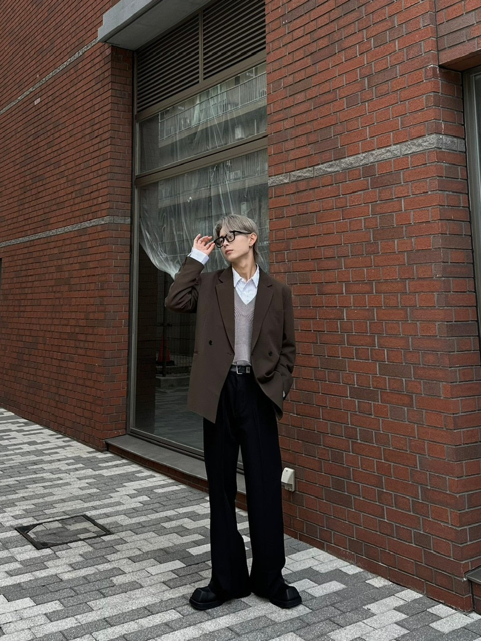 大阪店WEB限定受注制【Chikashitsu +】cropped box vest (2color)