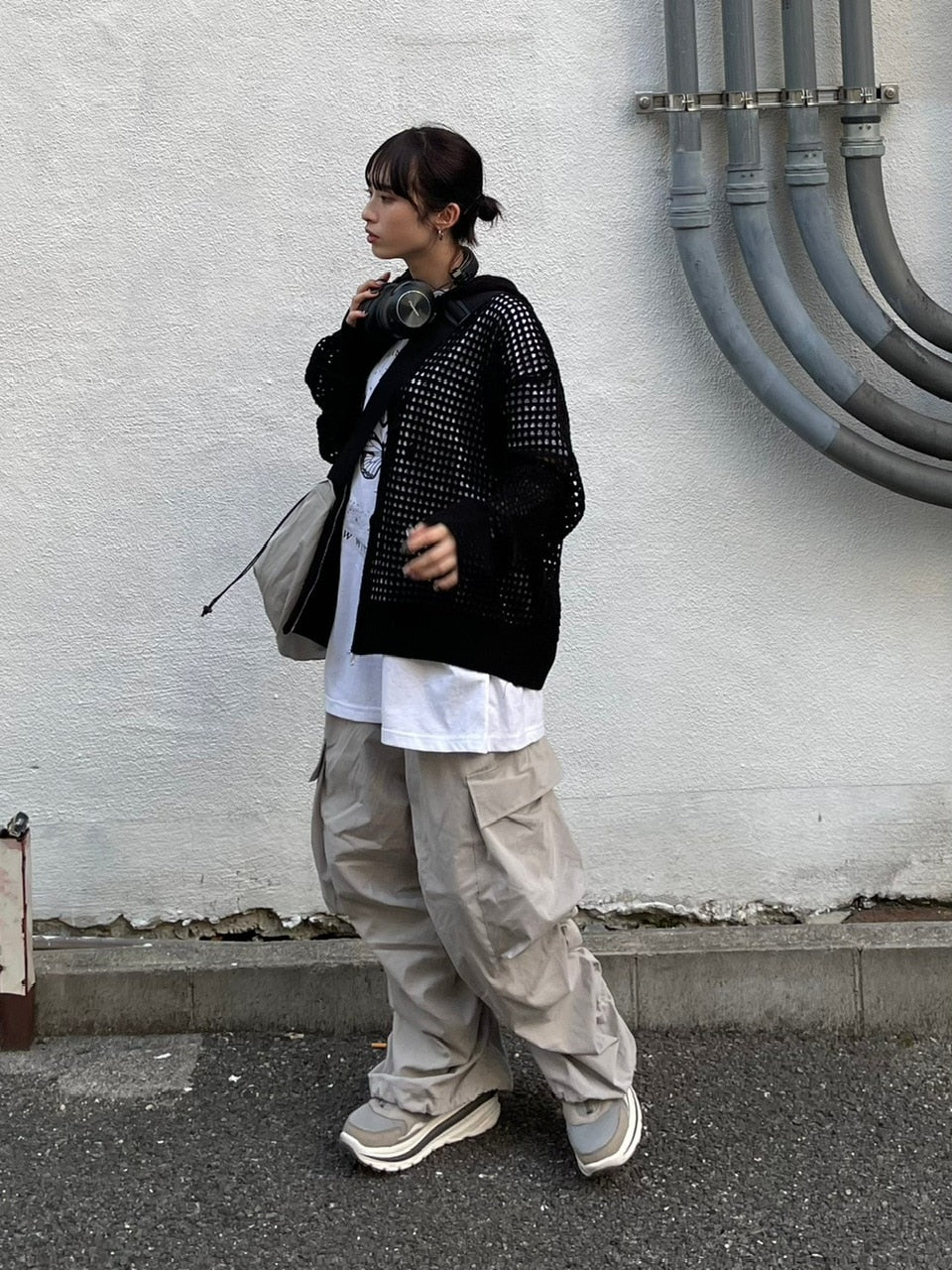 受注制【Chikashitsu +】oversized gather cargo pants (3color)