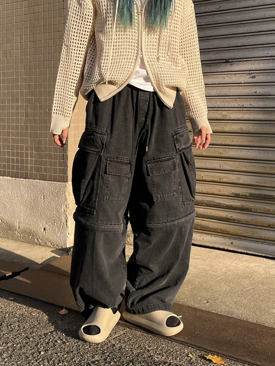 受注制【Chikashitsu +】2way heavy pocket denim cargo pants (2color)