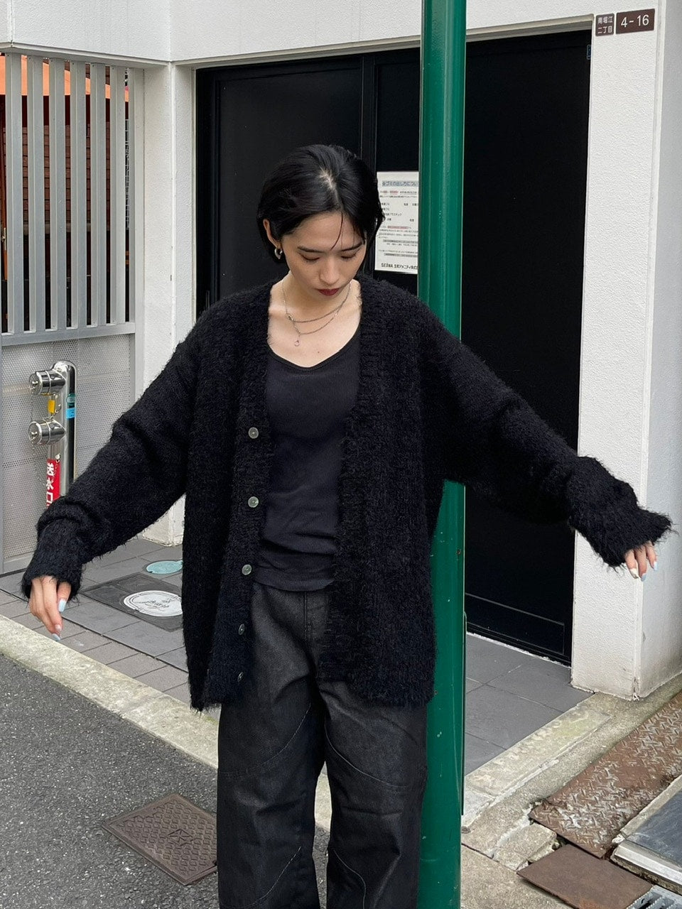 受注制【Chikashitsu +】bookle hairly cardigan (3color) / 【チカシツプラス】バックルヘアリー長袖カーディガン