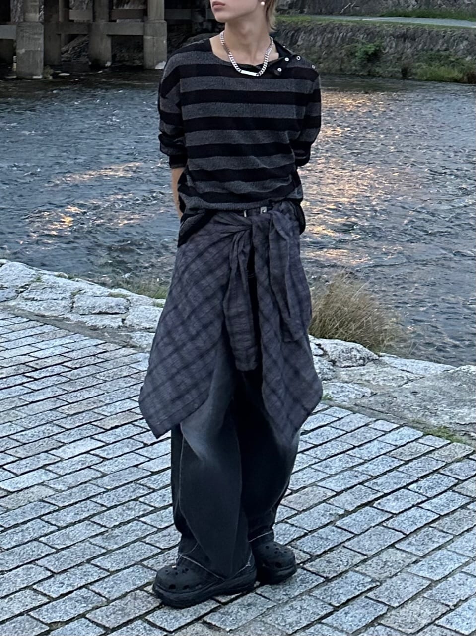 大阪店WEB限定受注制【Chikashitsu +】linen check shirt (3color)