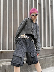 【Never mind the XU】star zip up crop hoodie (3color)