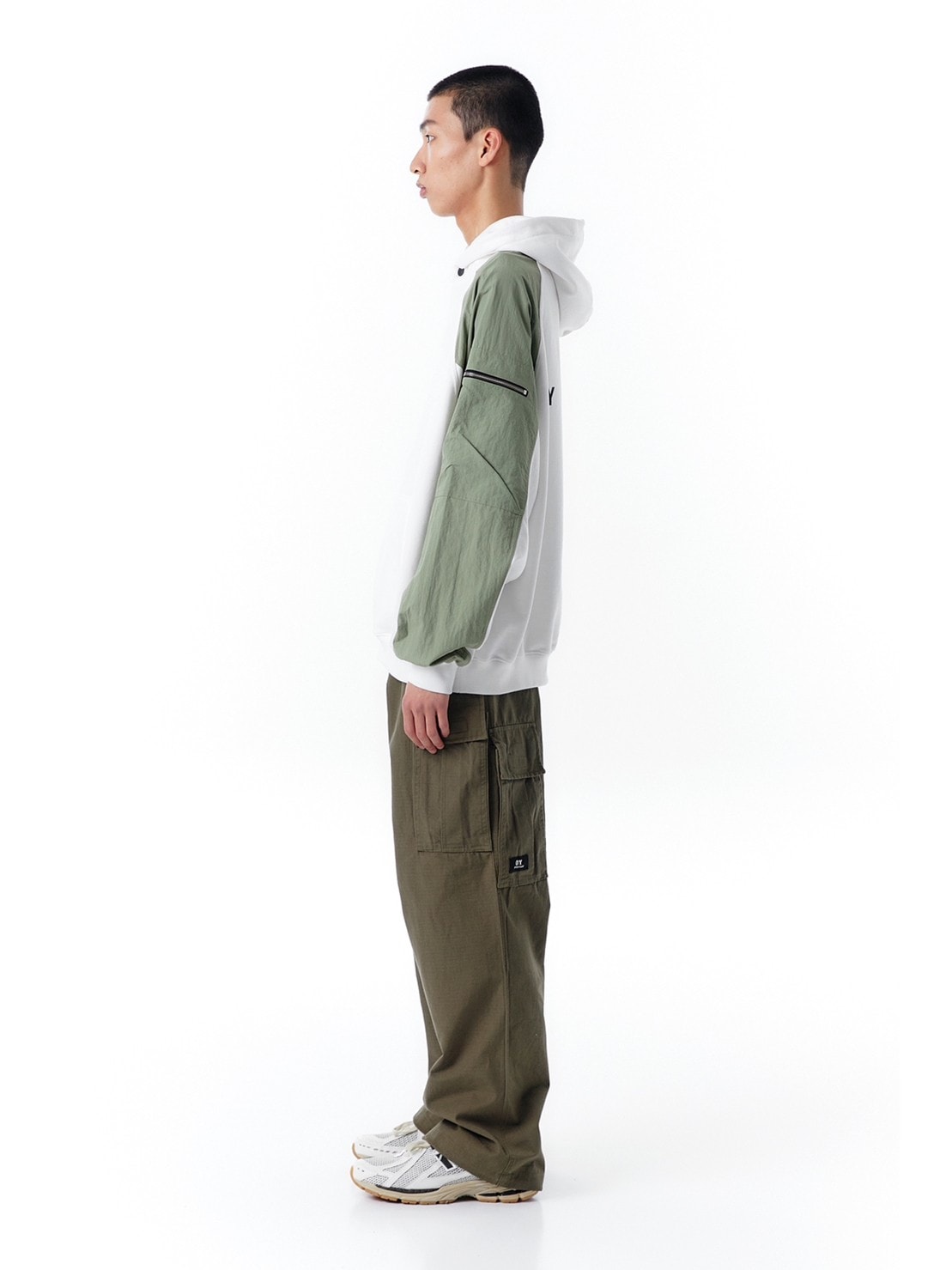 【OY】PANEL CONTRAST POCKET HOODIE