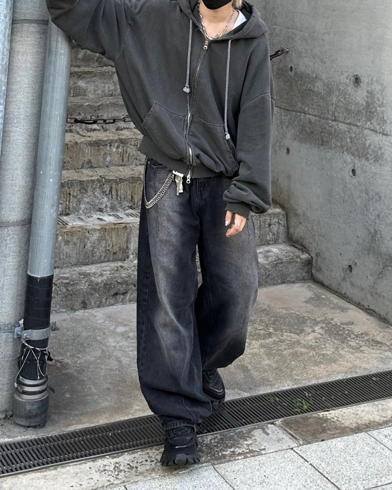 大阪店WEB限定受注制【Chikashitsu +】damage zip up hoodie (3color) / 【チカシツプラス】ダメージ長袖ジップアップパーカー