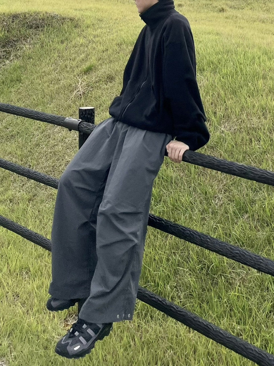 受注制【youll】snap button tuck wide pants (3color)