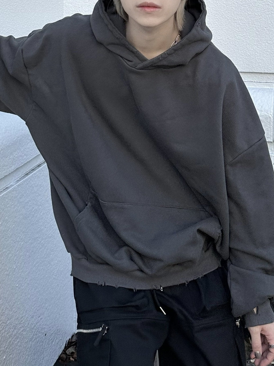 大阪店WEB限定【Chikashitsu +】damage arm warmer hoodie (3color)