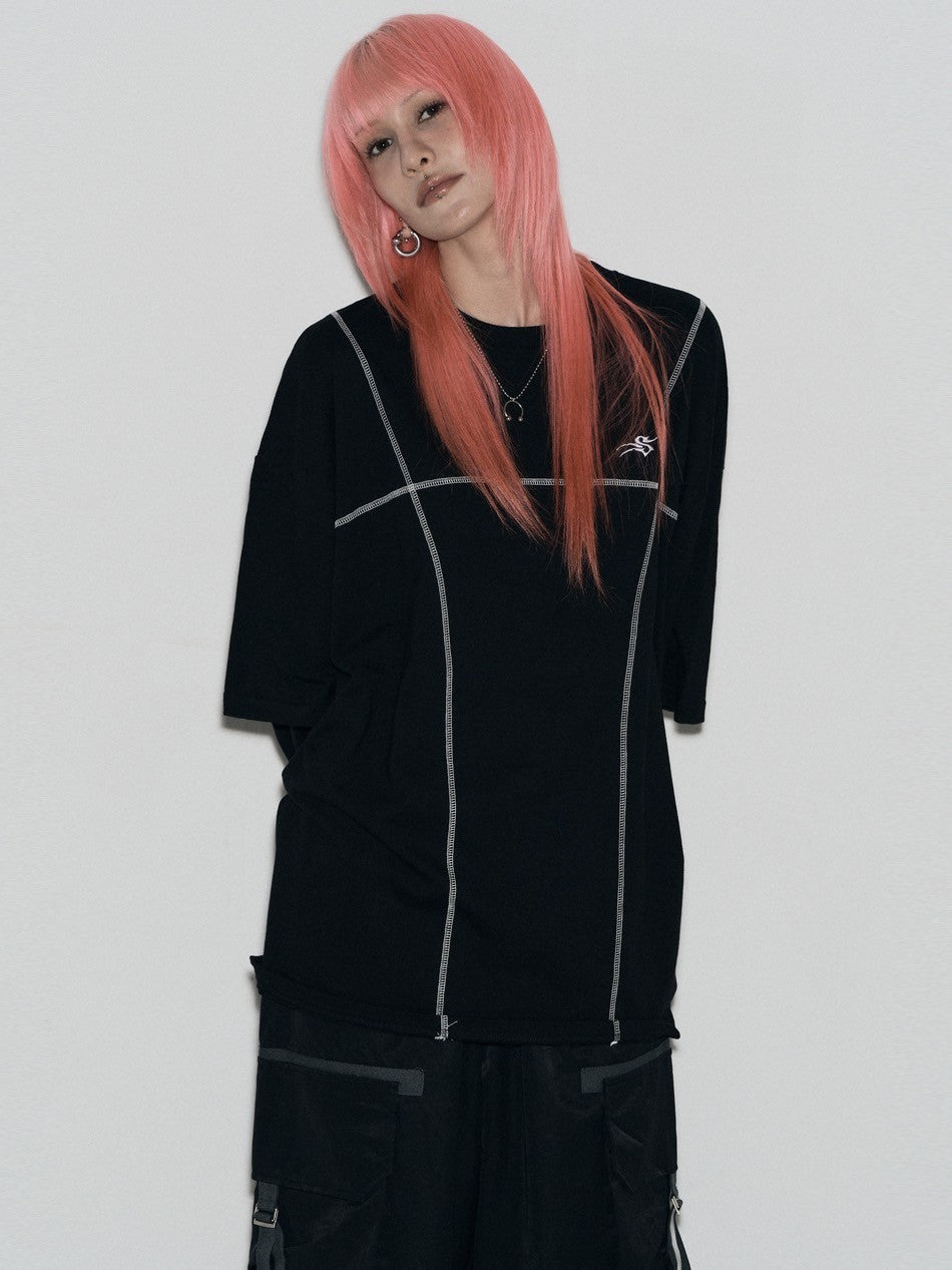 【SETUP‐EXE】LAYERD SLEEVE STITCH T-SHIRT