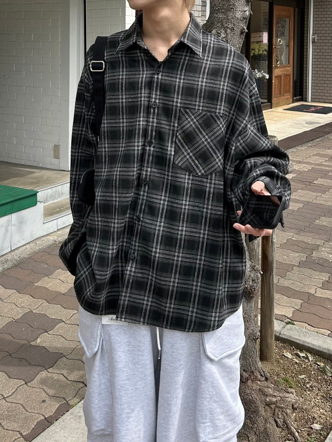 受注制【Chikashitsu +】oversized check shirt