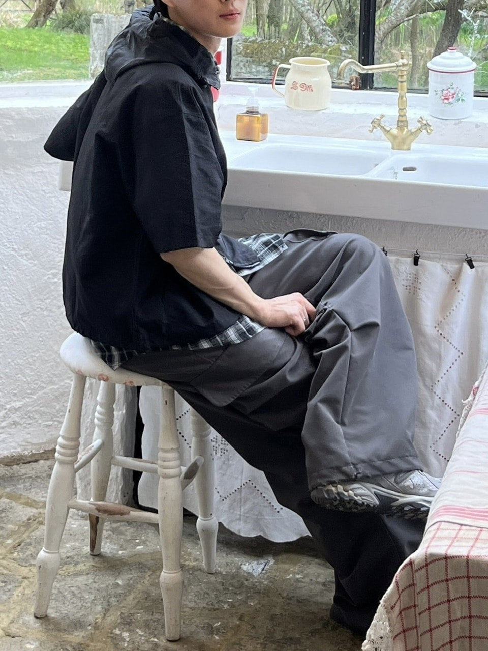 受注制【youll】half sleeve nylon hooded blouson (2color)